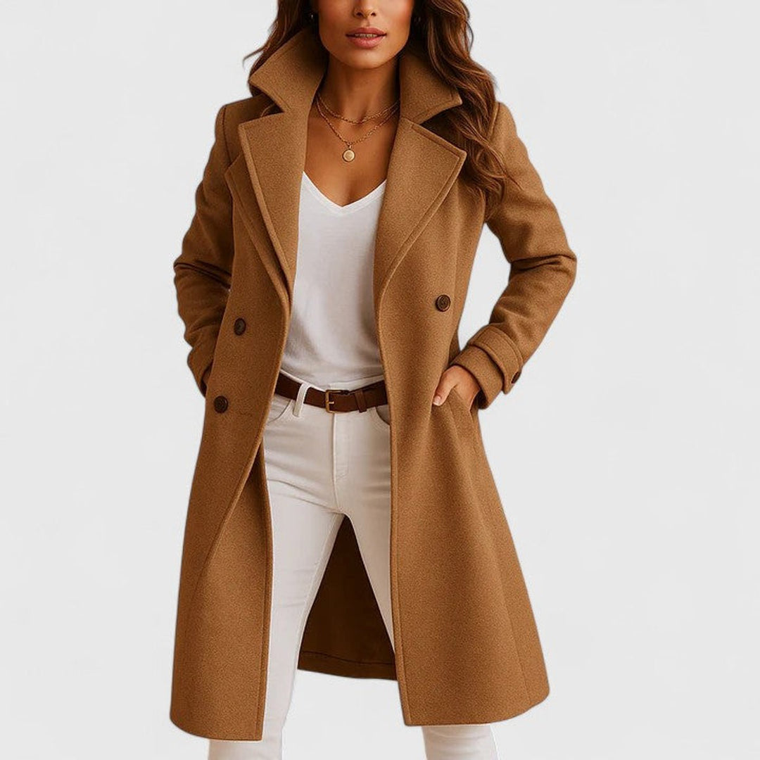 Blanche | Manteau Long Ajusté à Revers