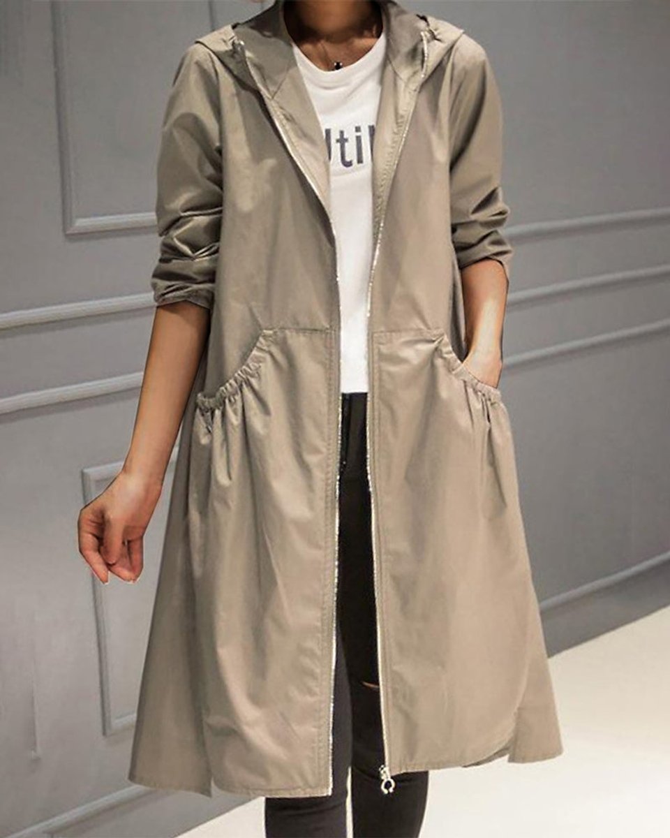 Kathleen | Manteau long zippé à capuche