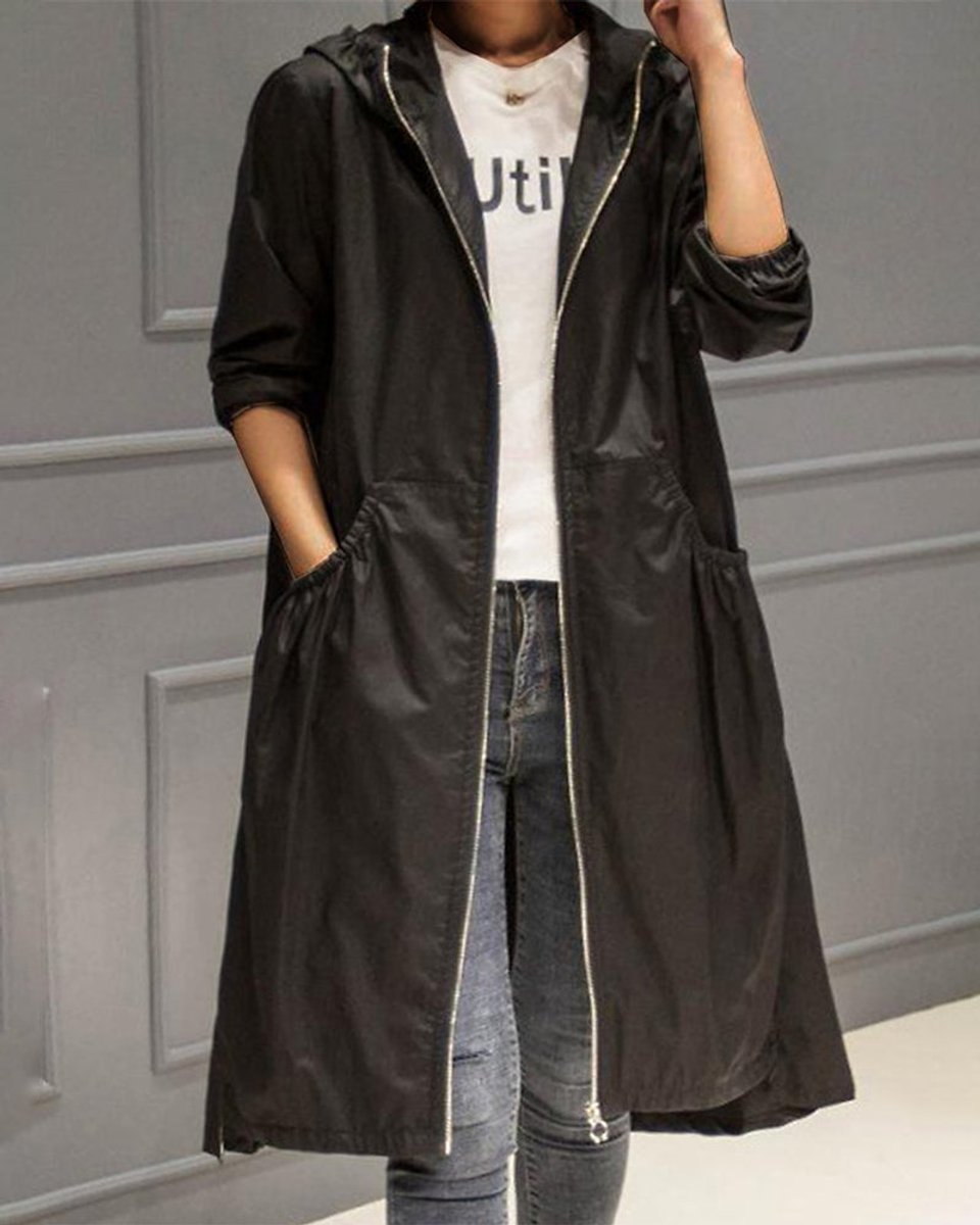 Kathleen | Manteau long zippé à capuche