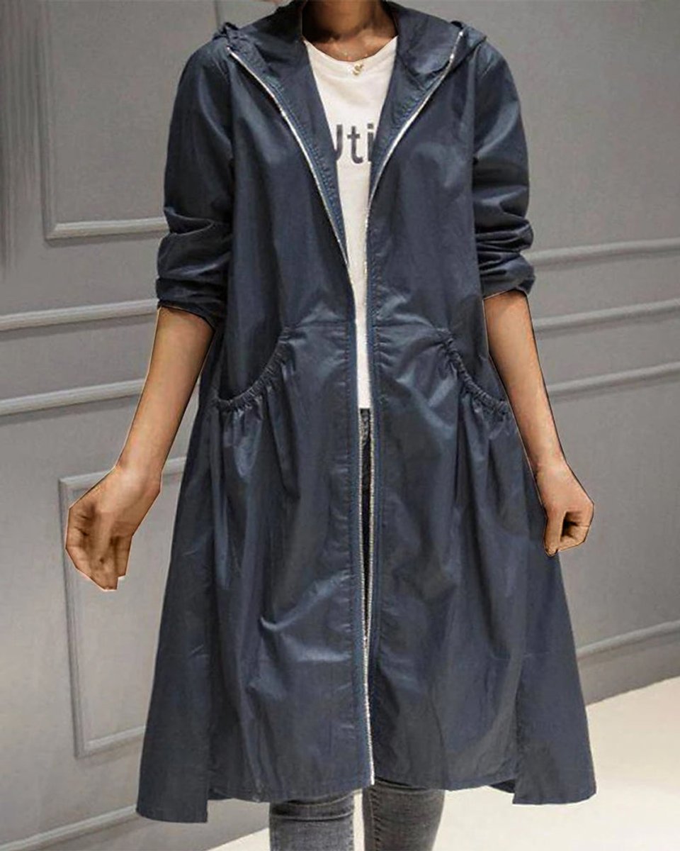 Kathleen | Manteau long zippé à capuche