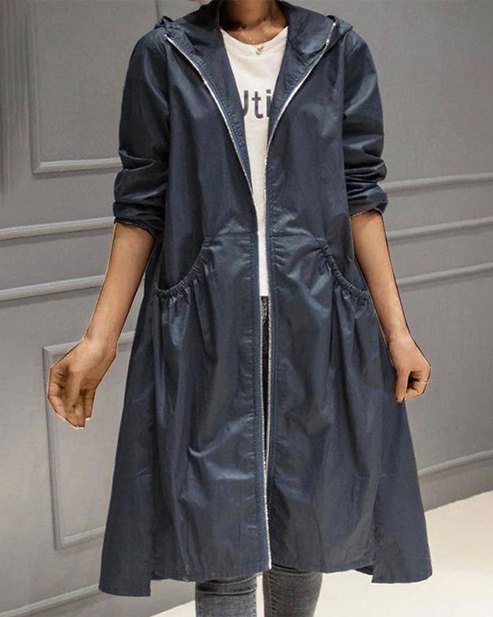 Kathleen | Manteau long zippé à capuche