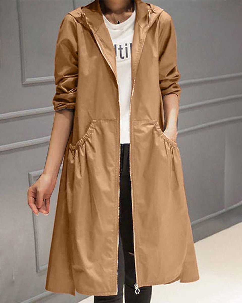 Kathleen | Manteau long zippé à capuche