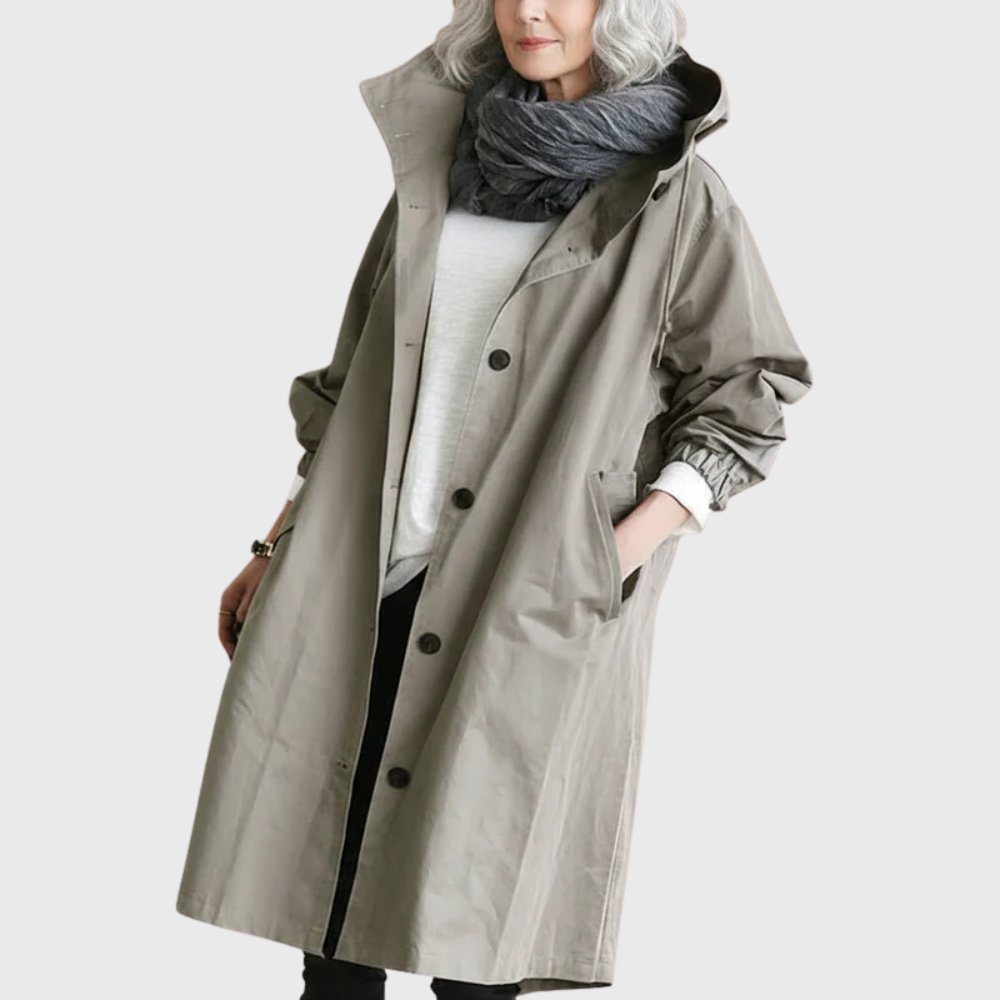 Ruth | Manteau trench long à capuche décontracté