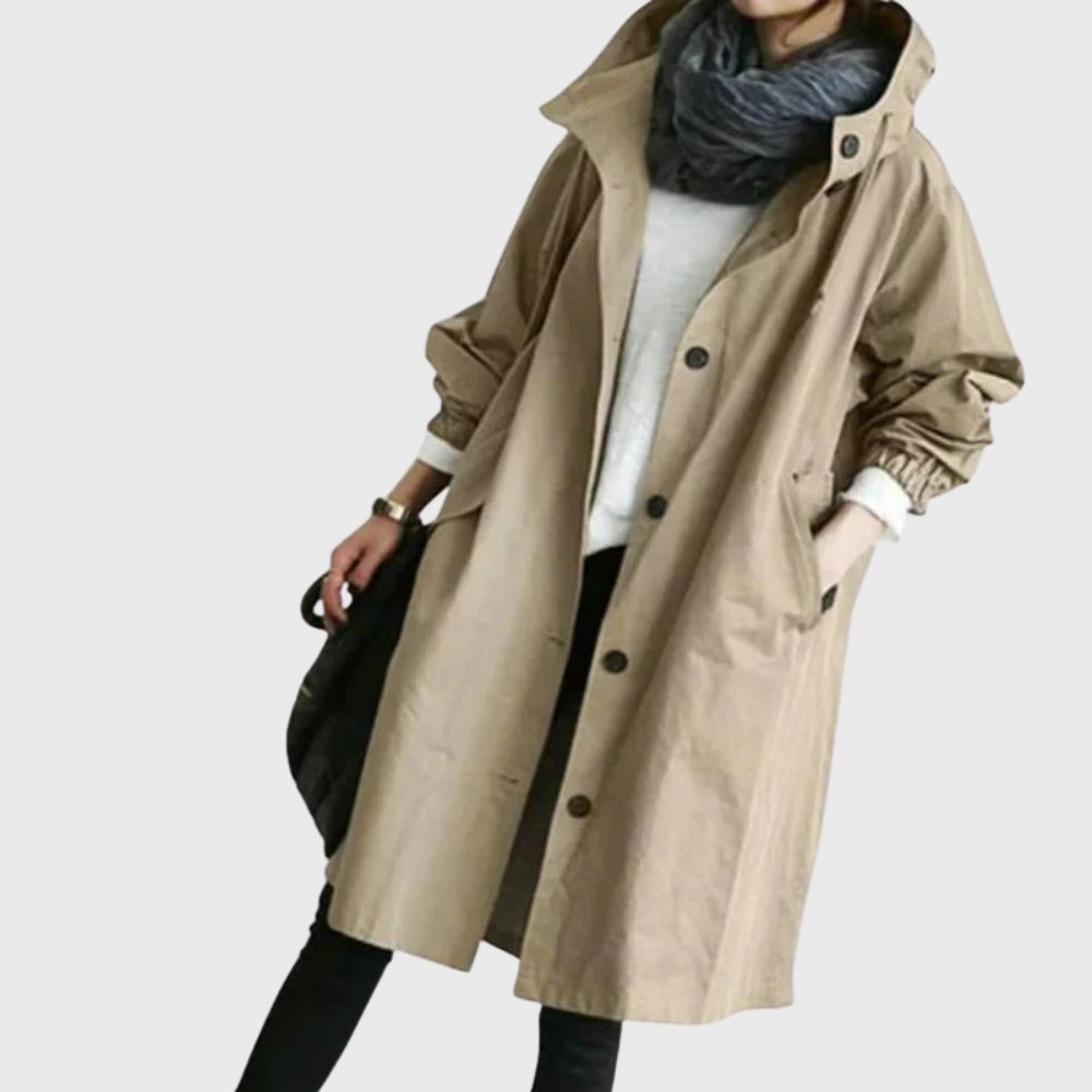 Ruth | Manteau trench long à capuche décontracté