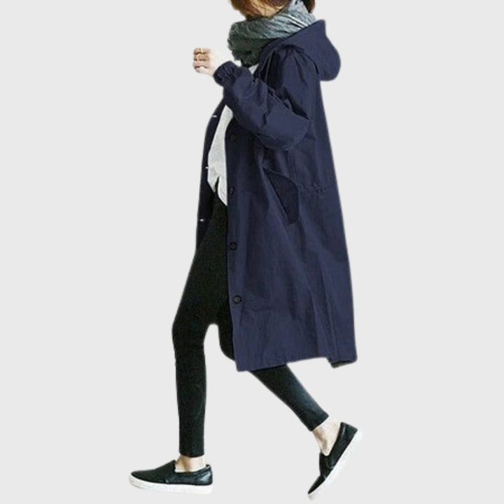 Ruth | Manteau trench long à capuche décontracté