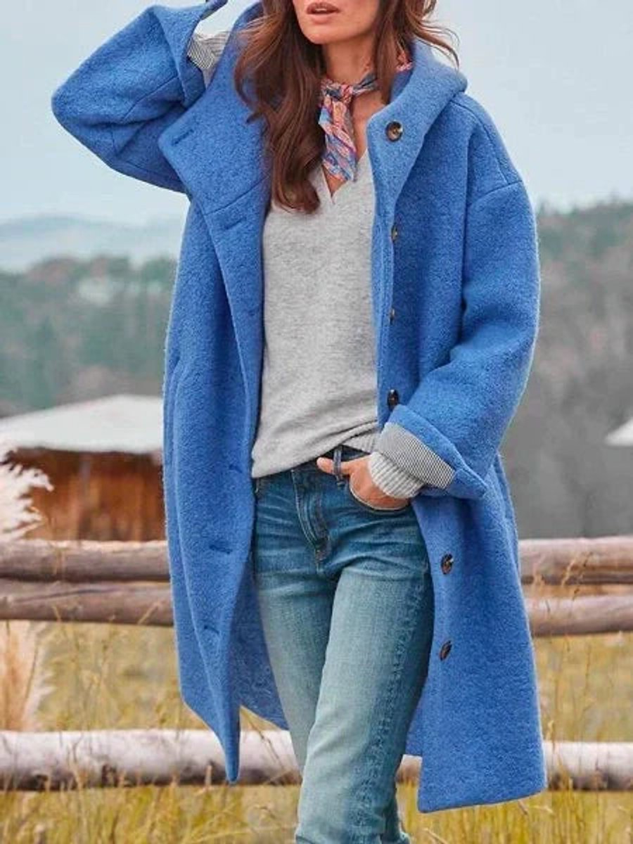 Eleanor | Manteau long à capuche et boutons sur le devant