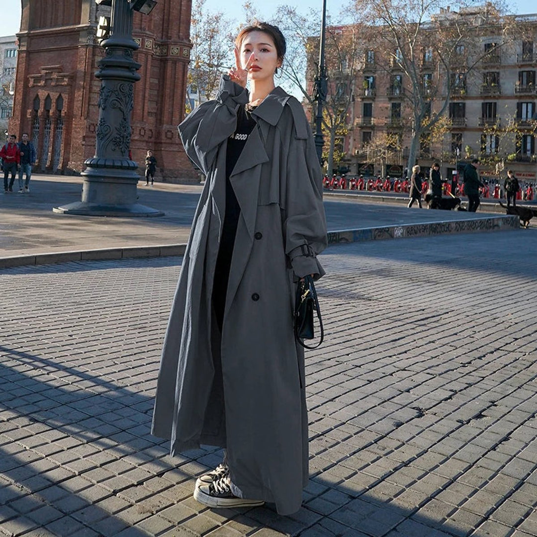 Lena | Manteau Trench Long Oversize à Double Boutonnage