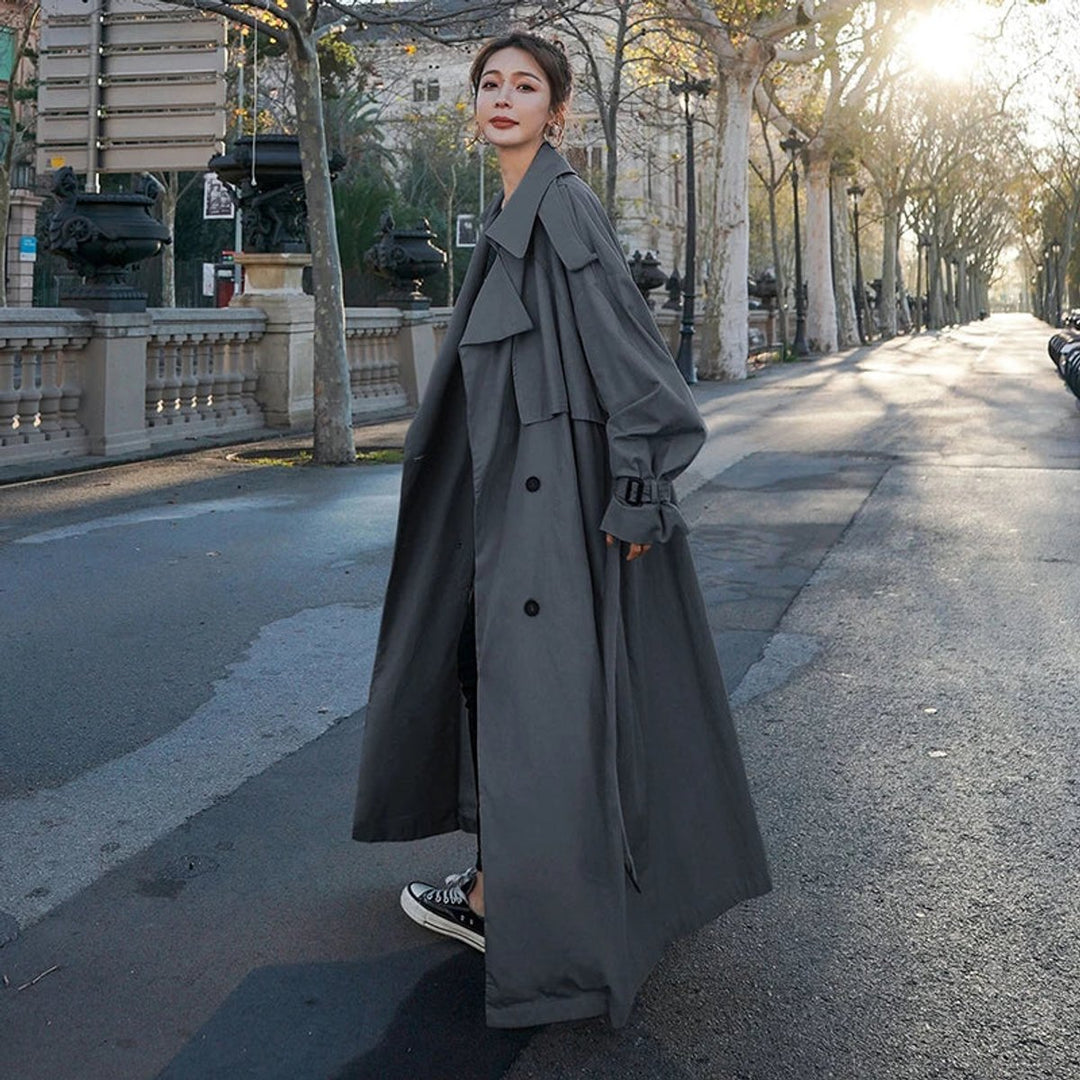 Lena | Manteau Trench Long Oversize à Double Boutonnage