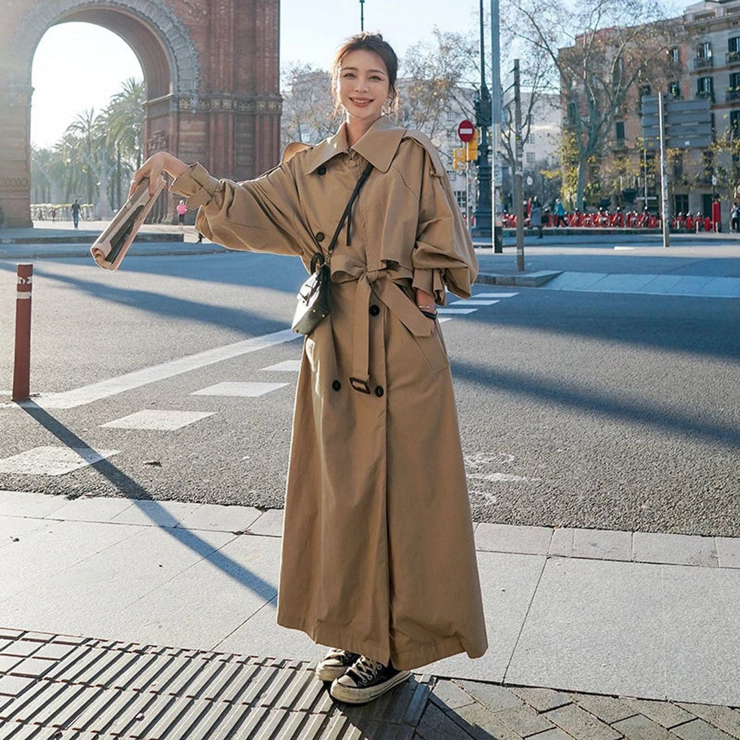 Lena | Manteau Trench Long Oversize à Double Boutonnage