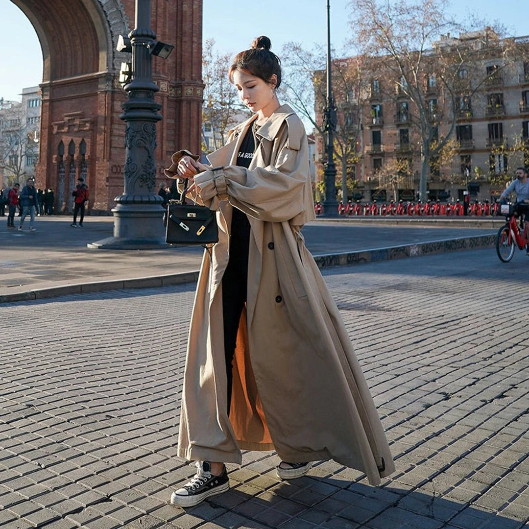 Lena | Manteau Trench Long Oversize à Double Boutonnage