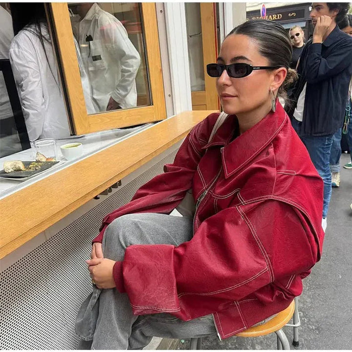 Renée | Veste Bomber Oversize avec Coutures Contrastées