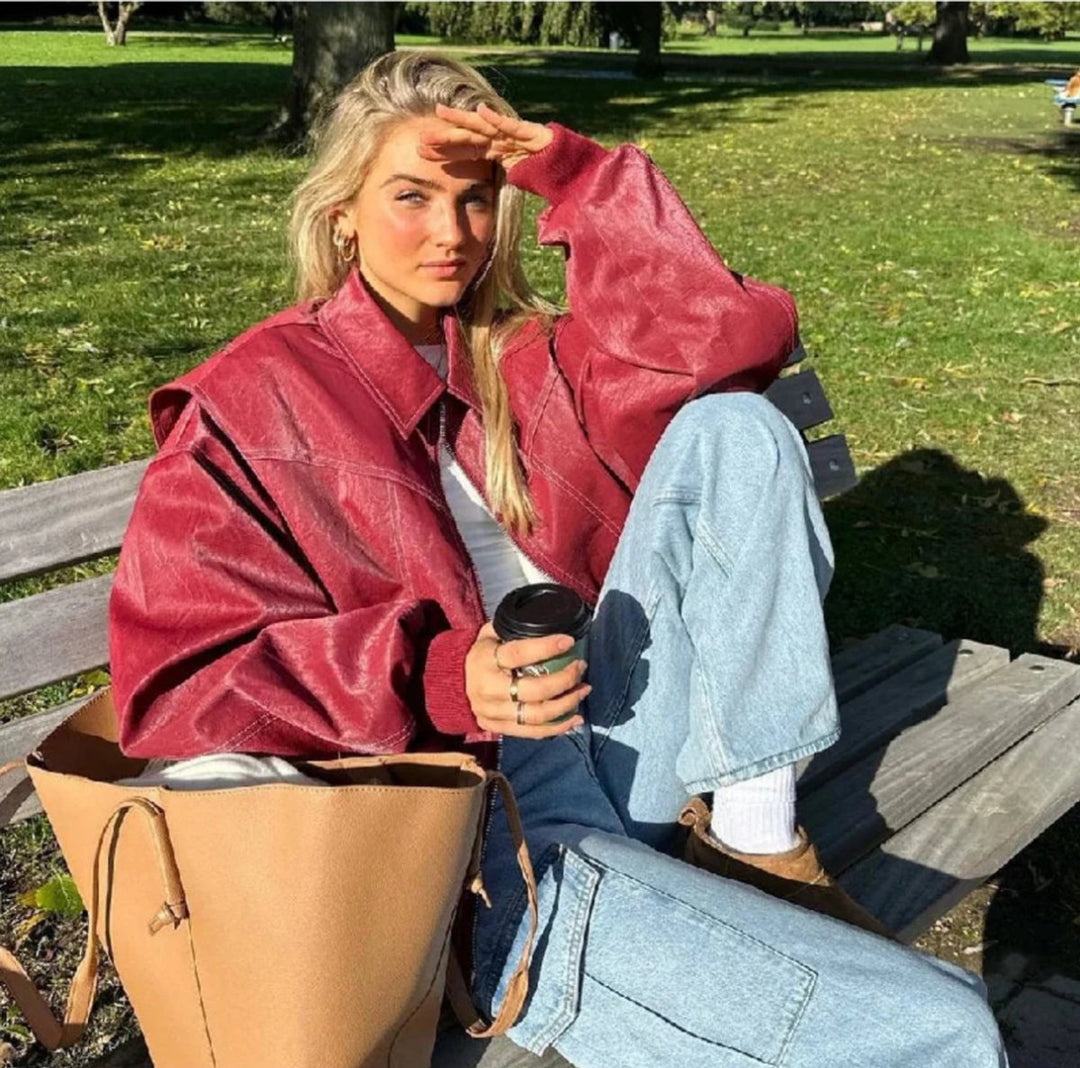 Renée | Veste Bomber Oversize avec Coutures Contrastées