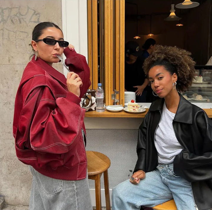 Renée | Veste Bomber Oversize avec Coutures Contrastées