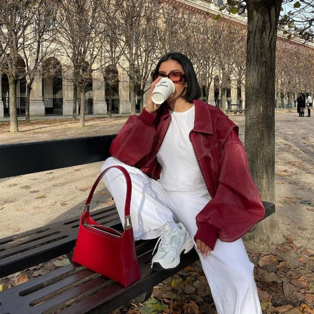Renée | Veste Bomber Oversize avec Coutures Contrastées