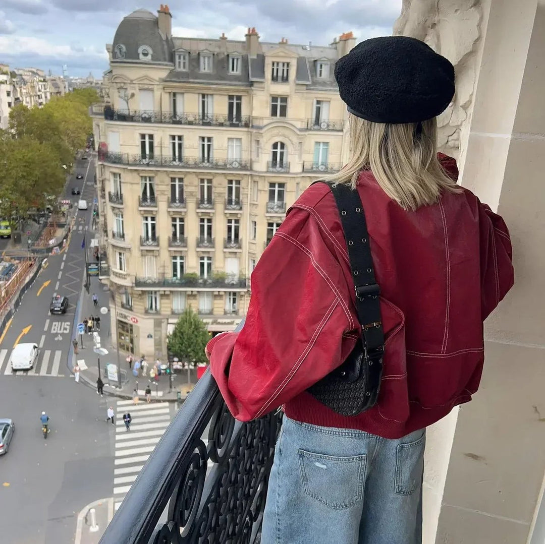 Renée | Veste Bomber Oversize avec Coutures Contrastées
