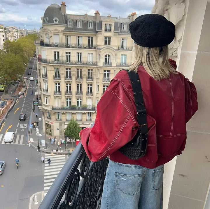 Renée | Veste Bomber Oversize avec Coutures Contrastées