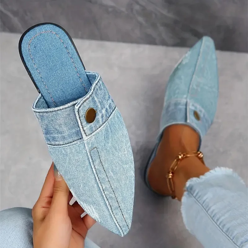 Mules Bout Pointu Effet Denim Élise
